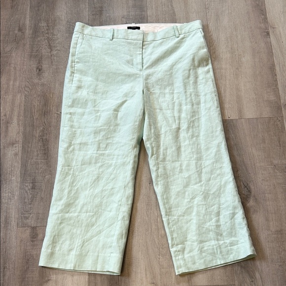 NWT J. Crew Mint Green Linen Cropped Pants Sz 16 - Picture 2 of 10
